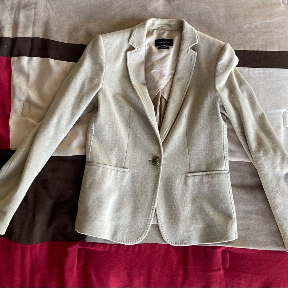 Massimo Dutti Cream Tailored Blazer